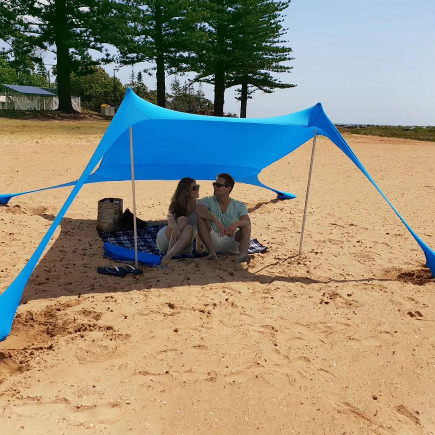 tente-plage-bleu-tissu-extensible