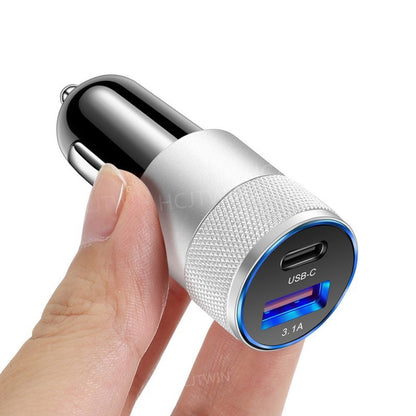 3.1A USB PD Steel Gun Car Charger