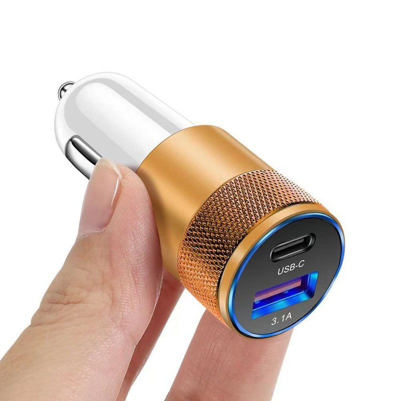 3.1A USB PD Steel Gun Car Charger