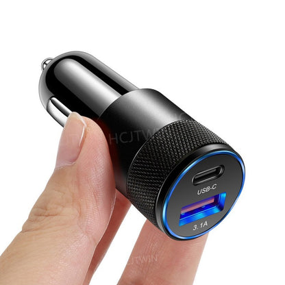3.1A USB PD Steel Gun Car Charger