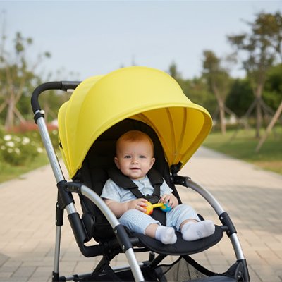 bebe-poussette-avec-par-soleil-pour-poussette-jaune